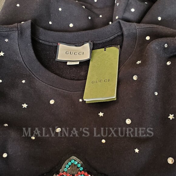 GUCCI SWEATSHIRT BLACK COTTON UNIVERSAL STUDIOS HOLLYWOOD CRYSTAL TOP sz L - Picture 12 of 15